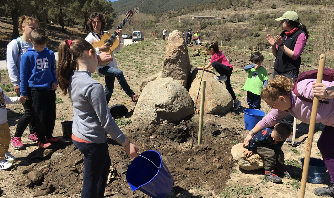 Community tree planting day in Spain